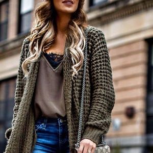 AS by DF Olive Silk Cami with Black Lace XS